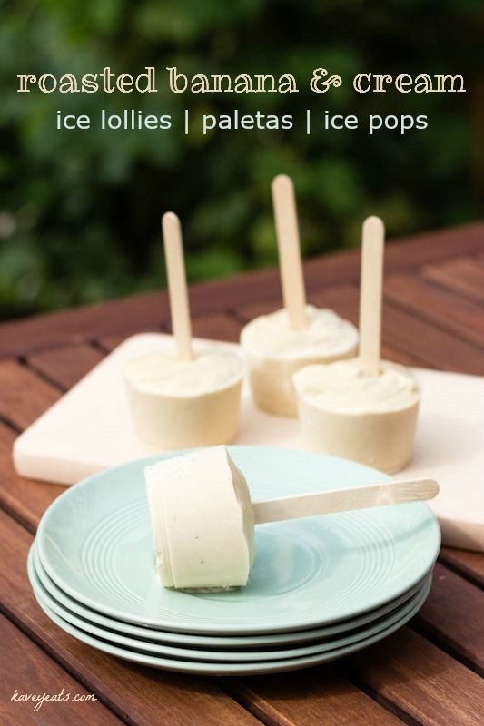 Roasted Banana Ice Lollies aka Paletas Ice Pops Popsicles - Kavey Eats © Kavita Favelle -overlay 1