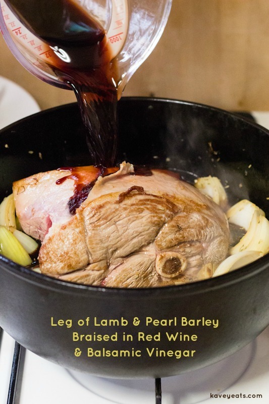 Leg of Lamb and Pearl Barley Braised in Red Wine and Balsamic Vinegar on Kavey Eats (1)