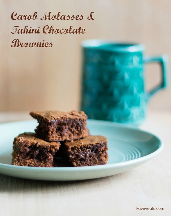Carob Molasses and Tahini Chocolate Brownies - Kavey Eats - (c) Kavita Favelle-text