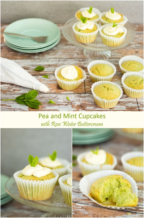 Pea and Mint Cupcakes with Rose Water Buttercream on Kavey Eats COLLAGE