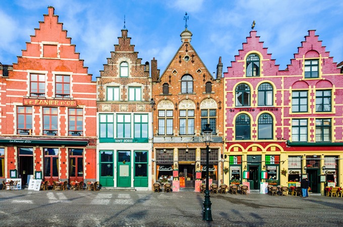 Colorful old brick houses in Bruges, Belgium