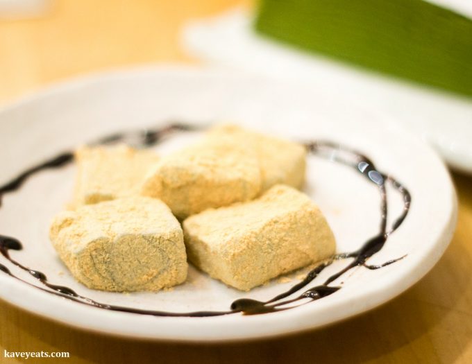 Matcha Crepe Cake and Warabi Mochi at Machiya Japanese Restaurant in London, a review on Kavey Eats