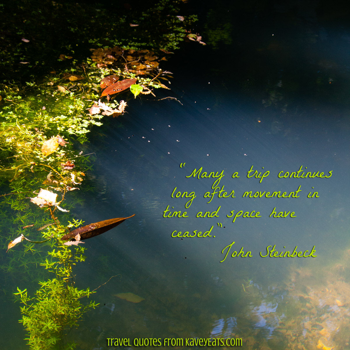 “Many a trip continues long after movement in time and space have ceased.” John Steinbeck