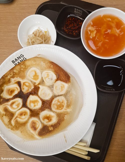 Chinese dumplings, pan fried, from Xi Home restaurant in Bang Bang Oriental Food Court, Colindale, North West London