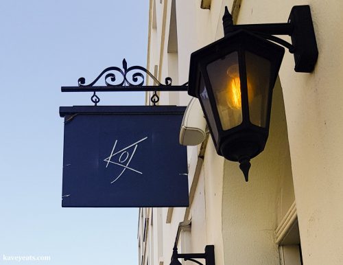 Exterior Sign at Koj Cheltenham Japanese Restaurant - Japanese Food, Cocktails & Whisky in the heart of historic Cheltenham, Gloucestershire