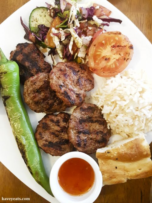 Kofte meatballs at Mezze Me Turkish Restaurant in Abergavenny, Monmouthshire, Wales