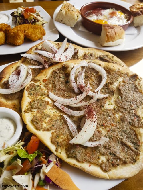 Lahmacun at Mezze Me Turkish Restaurant in Abergavenny, Monmouthshire, Wales