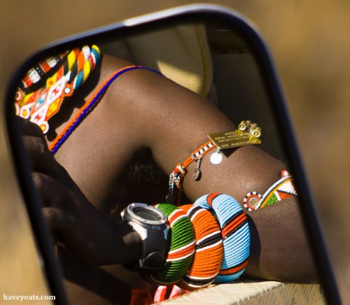 Kenyan beadwork worn by a Samburu guide