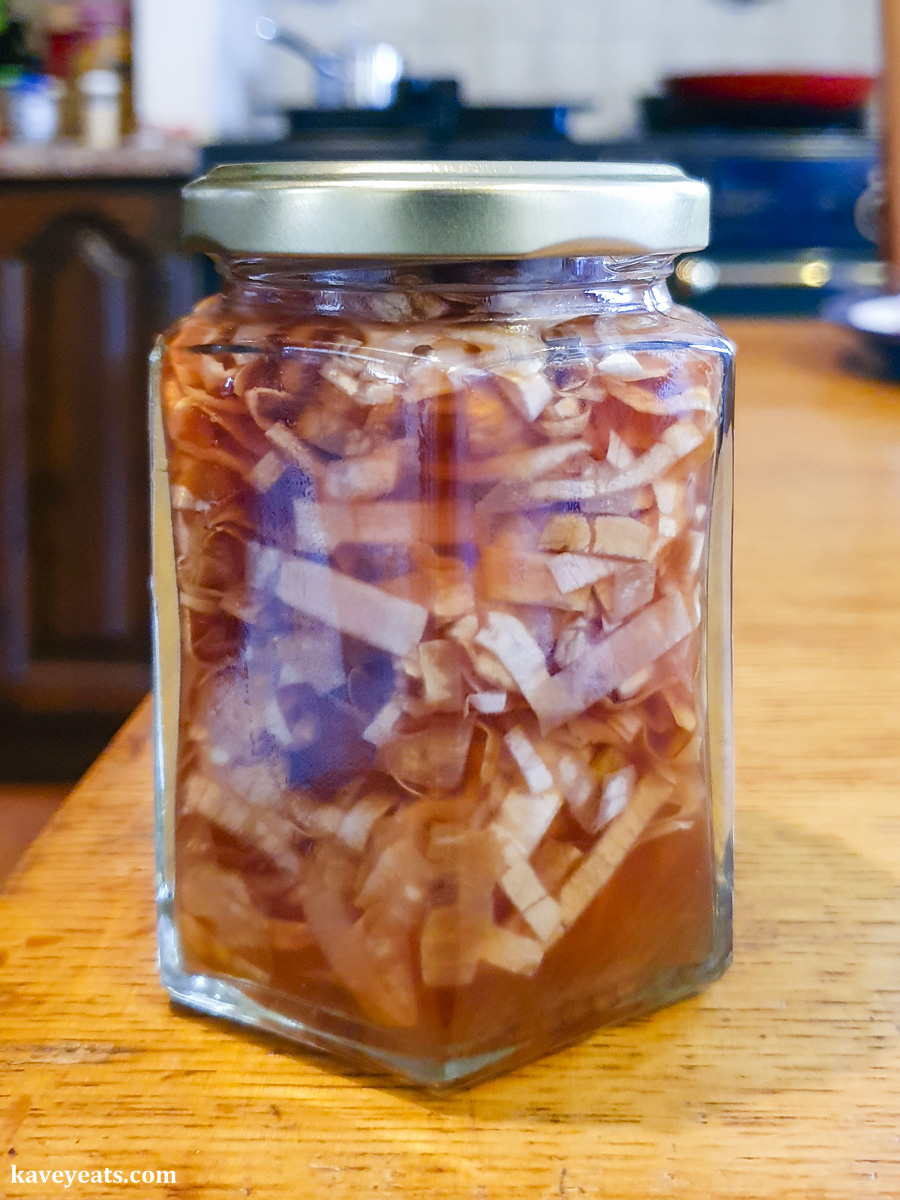 A jar of pickled magnolia blossoms