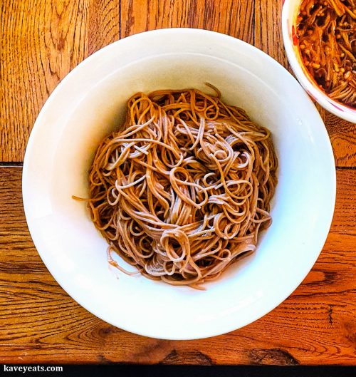 Sesame Miso Dressing on Soba Noodles from Japanese Food Made Easy by Aya Nishimura