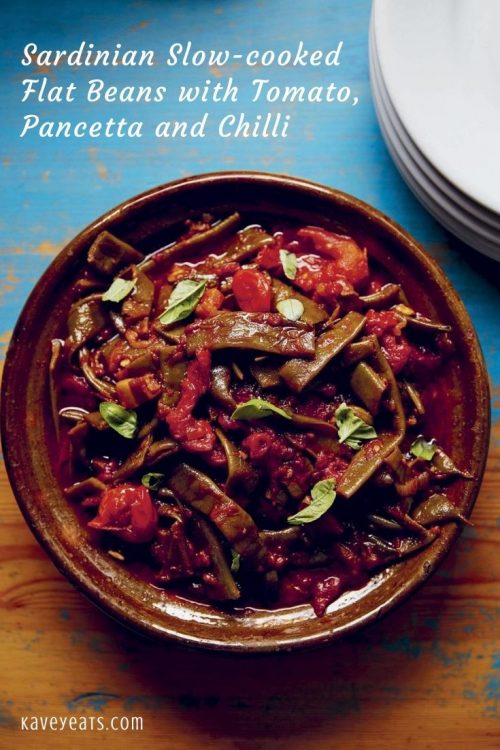 Sardinian Slow-cooked Flat Beans with Tomato, Pancetta and Chilli