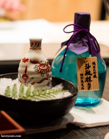 Sake served during a kaiseki meal at Kyoto Hoshinoya