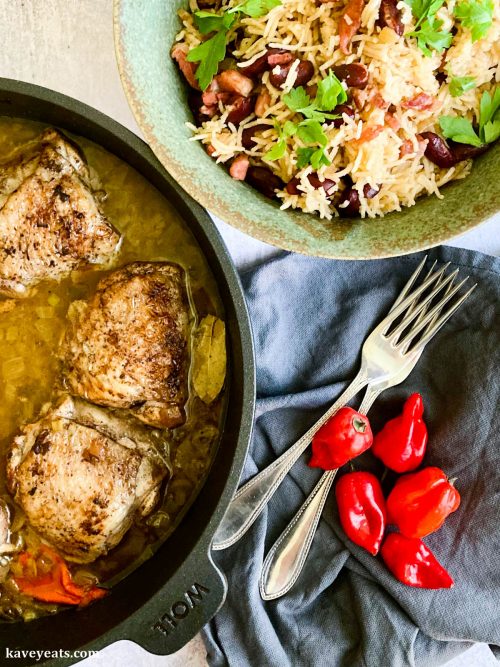 Chicken Fricassée with Rice and Beans recipe from Sunshine Kitchen by Vanessa Bolosier