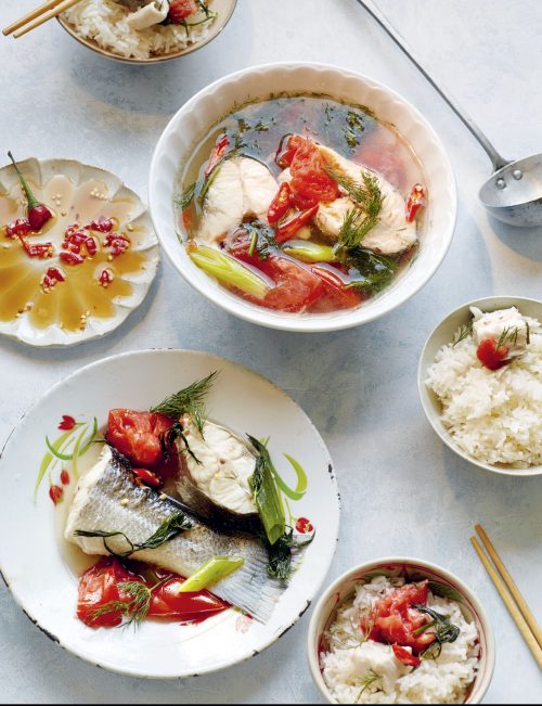 Vietnamese cookbook Sea Bass Tomato Dill Soup
