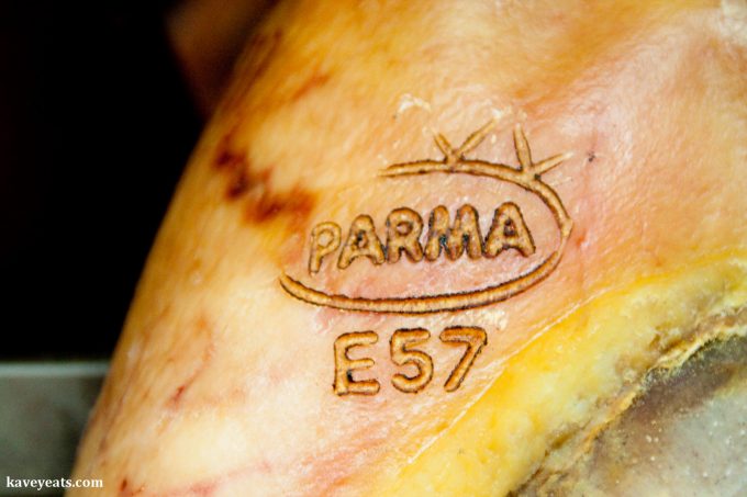 Parma ham leg with quality stamp