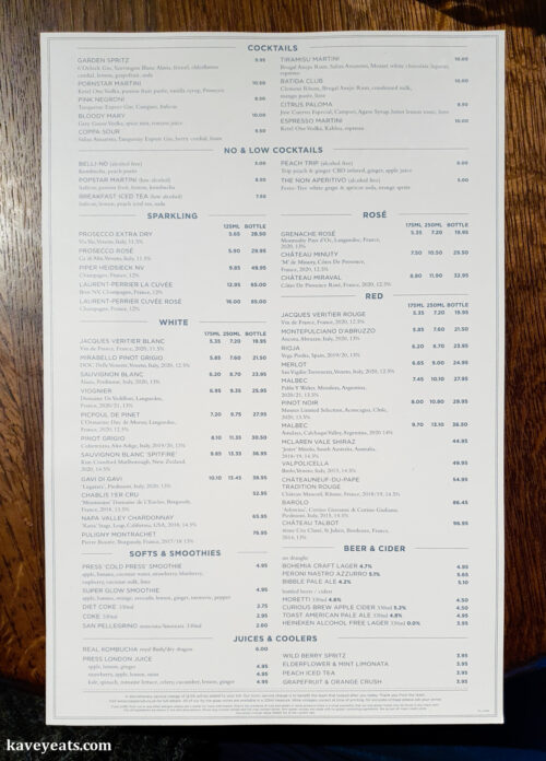 Main menu at Coppa Clifton Village Restaurant in Bristol