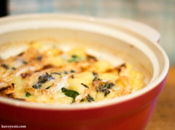 Baked Gnocchi with Purple Sprouting Broccoli and Perl Las Blue Cheese