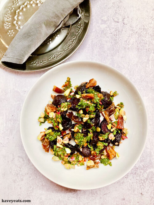 Chermoula Beets, Dates and Pistachios