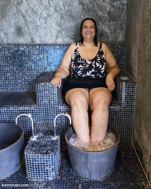 Woman using foot spa