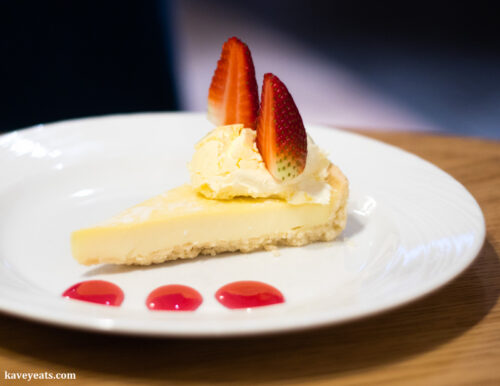 Lemon Tart with Clotted Cream and Strawberry Sauce