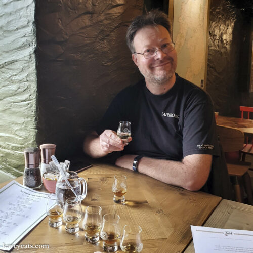 Whisky tasting in The Old Kiln Cafe, Ardbeg Distillery